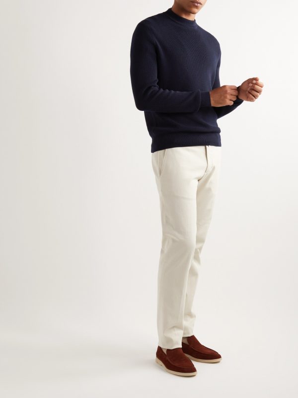 Logo-Appliquéd Ribbed Virgin Wool Sweater - OU