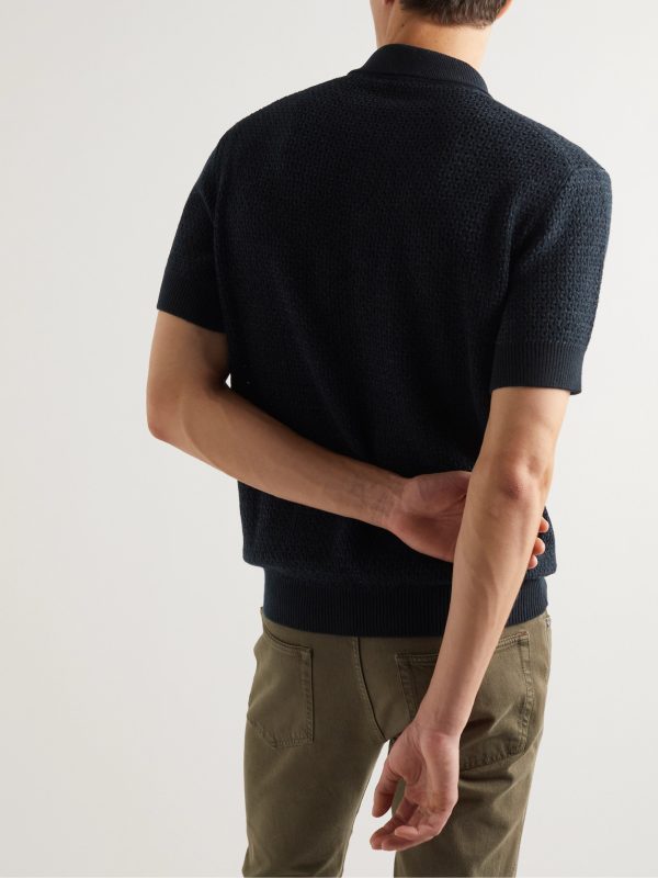 Slim-Fit Cashmere and Silk-Blend Chenille Polo Shirt - BK Slim-Fit Cashmere and Silk-Blend Chenille Polo Shirt - BK