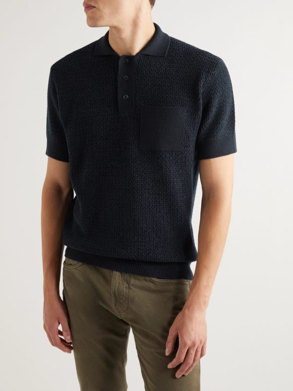 Slim-Fit Cashmere and Silk-Blend Chenille Polo Shirt - FR Slim-Fit Cashmere and Silk-Blend Chenille Polo Shirt - FR