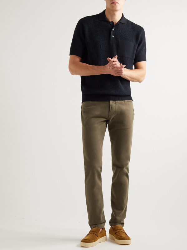 Slim-Fit Cashmere and Silk-Blend Chenille Polo Shirt - OU Slim-Fit Cashmere and Silk-Blend Chenille Polo Shirt - OU