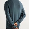 Leather-Trimmed Ribbed Wool Half-Zip Sweatshirt - BK Leather-Trimmed Ribbed Wool Half-Zip Sweatshirt - BK