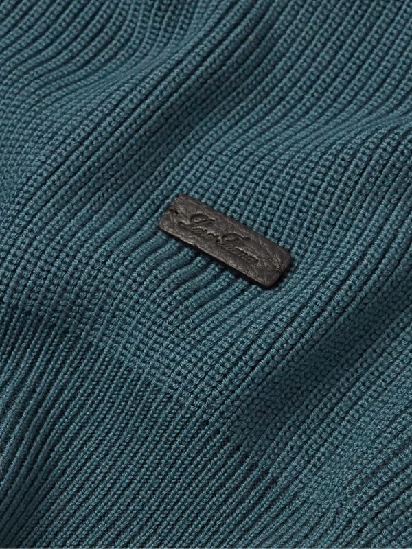 Leather-Trimmed Ribbed Wool Half-Zip Sweatshirt - E1 Leather-Trimmed Ribbed Wool Half-Zip Sweatshirt - E1