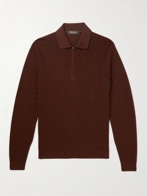 Slim-Fit Wool and Silk-Blend Half-Zip Polo Shirt