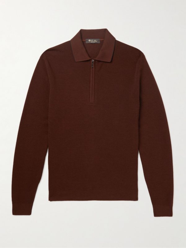 Slim-Fit Wool and Silk-Blend Half-Zip Polo Shirt Slim-Fit Wool and Silk-Blend Half-Zip Polo Shirt
