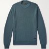 Slim-Fit Leather-Trimmed Ribbed Virgin Wool Sweater Slim-Fit Leather-Trimmed Ribbed Virgin Wool Sweater