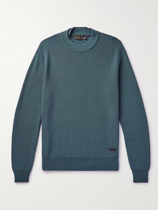 Slim-Fit Leather-Trimmed Ribbed Virgin Wool Sweater Slim-Fit Leather-Trimmed Ribbed Virgin Wool Sweater