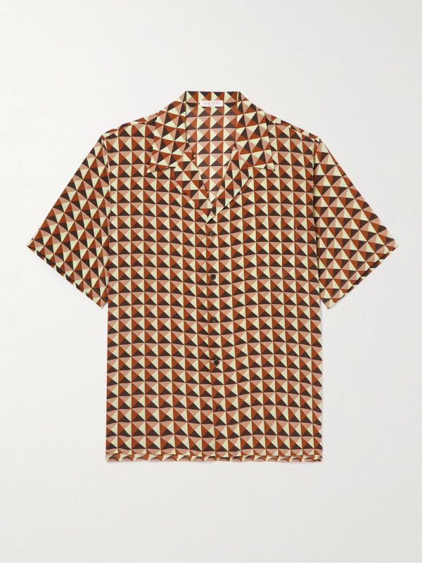Camp-Collar Printed Silk-Satin Shirt Camp-Collar Printed Silk-Satin Shirt