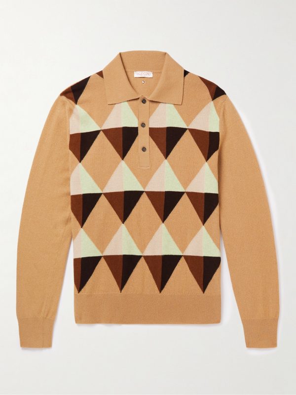 Valentino Garavani Wool-Jacquard Polo Shirt Valentino Garavani Wool-Jacquard Polo Shirt