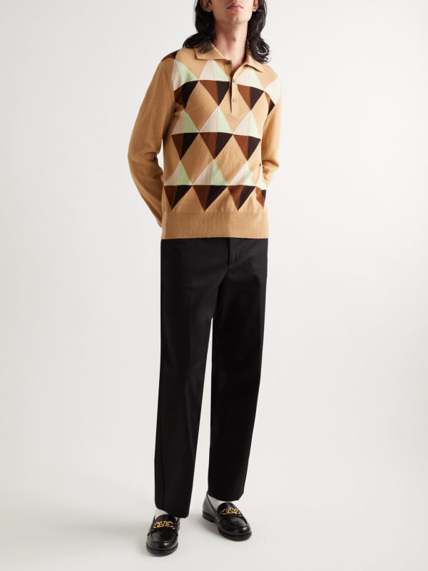Valentino Garavani Wool-Jacquard Polo Shirt - OU Valentino Garavani Wool-Jacquard Polo Shirt - OU