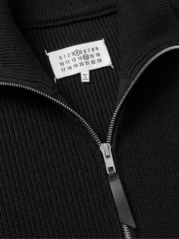 Ribbed Cotton and Wool-Blend Zip-Up Cardigan - CU Ribbed Cotton and Wool-Blend Zip-Up Cardigan - CU