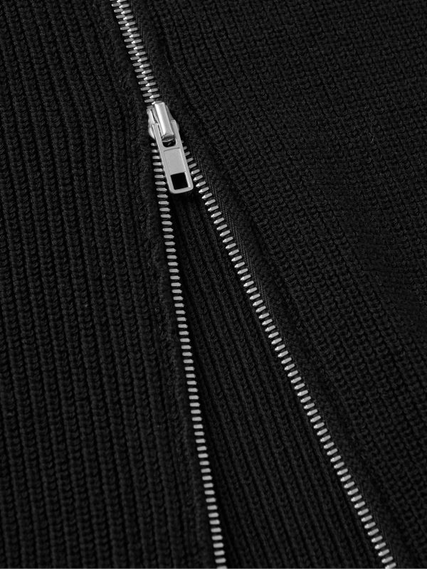 Ribbed Cotton and Wool-Blend Zip-Up Cardigan - E1 Ribbed Cotton and Wool-Blend Zip-Up Cardigan - E1