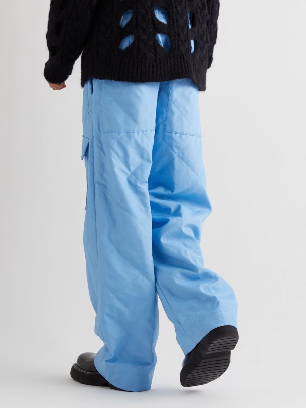 Straight-Leg Quilted Padded Shell Drawstring Cargo Trousers - BK Straight-Leg Quilted Padded Shell Drawstring Cargo Trousers - BK