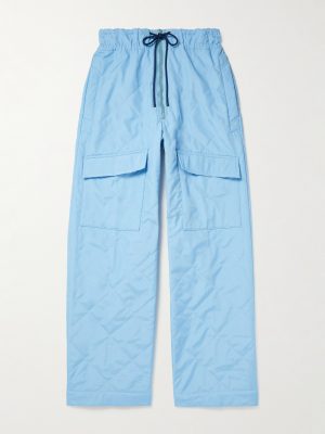 Straight-Leg Quilted Padded Shell Drawstring Cargo Trousers