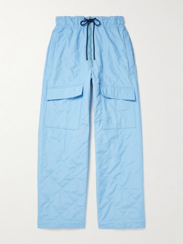 Straight-Leg Quilted Padded Shell Drawstring Cargo Trousers Straight-Leg Quilted Padded Shell Drawstring Cargo Trousers