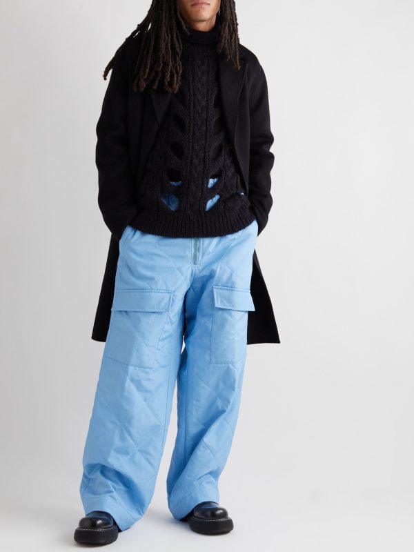 Straight-Leg Quilted Padded Shell Drawstring Cargo Trousers - OU Straight-Leg Quilted Padded Shell Drawstring Cargo Trousers - OU