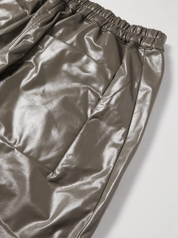 MT Drawstring Long Wide-Leg Coated Cotton-Blend Jersey Trousers - CU MT Drawstring Long Wide-Leg Coated Cotton-Blend Jersey Trousers - CU