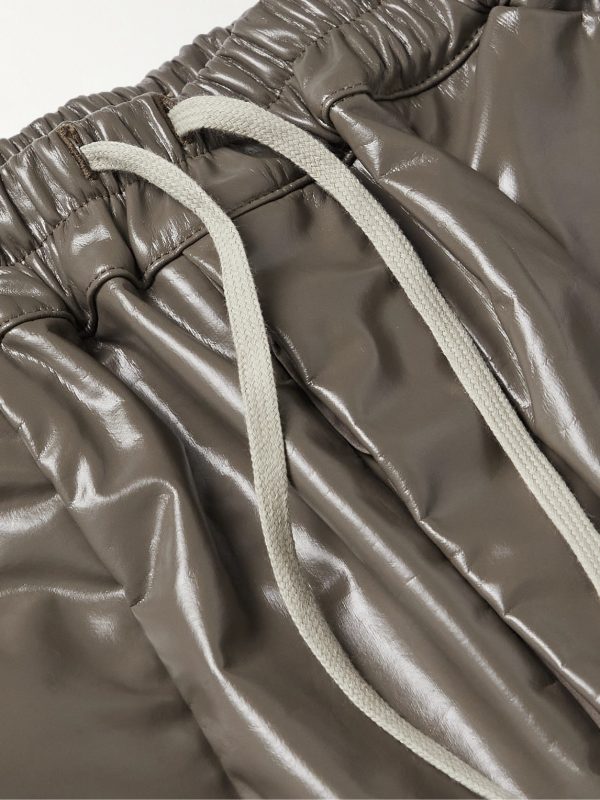 MT Drawstring Long Wide-Leg Coated Cotton-Blend Jersey Trousers - E1 MT Drawstring Long Wide-Leg Coated Cotton-Blend Jersey Trousers - E1