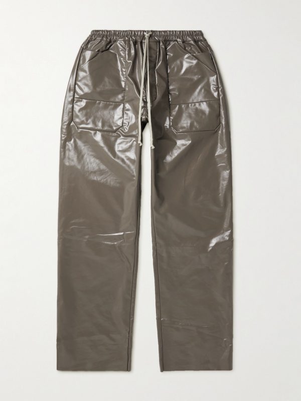 MT Drawstring Long Wide-Leg Coated Cotton-Blend Jersey Trousers MT Drawstring Long Wide-Leg Coated Cotton-Blend Jersey Trousers