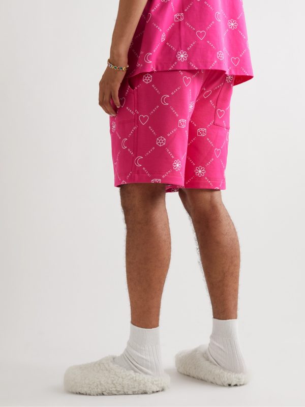 Straight-Leg Logo-Print Cotton-Jersey Shorts - BK