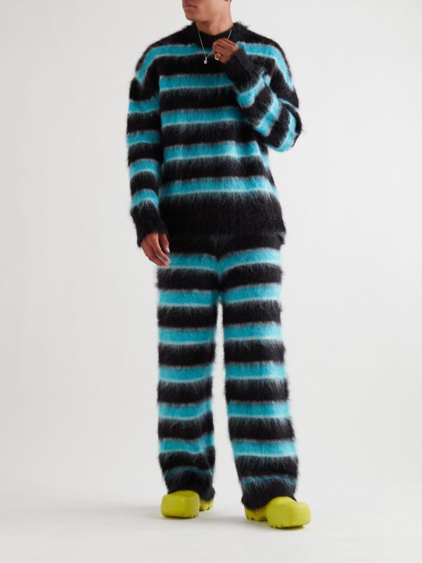 Straight-Leg Striped Mohair-Blend Drawstring Trousers - OU Straight-Leg Striped Mohair-Blend Drawstring Trousers - OU