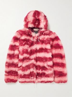 Striped Shearling Hooded Jacket Striped Shearling Hooded Jacket