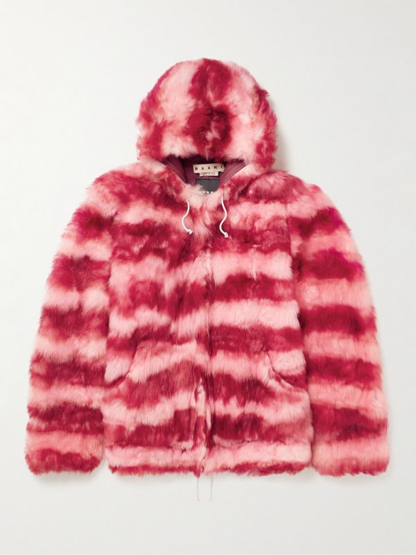Striped Shearling Hooded Jacket Striped Shearling Hooded Jacket