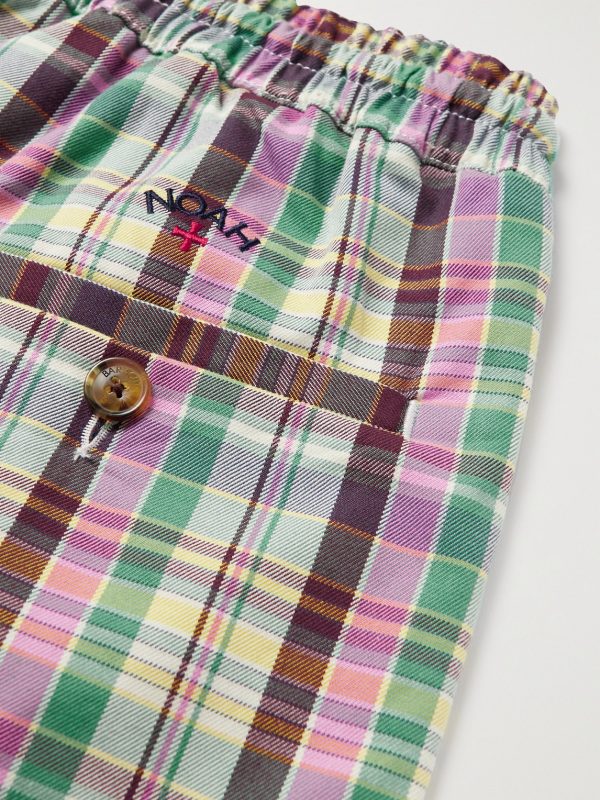 + Noah Straight-Leg Checked Cotton-Twill Drawstring Shorts - CU
