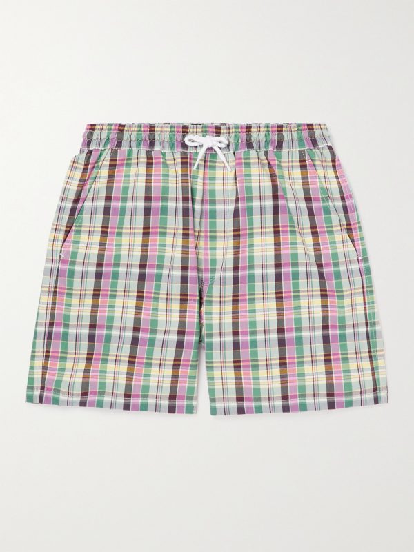 + Noah Straight-Leg Checked Cotton-Twill Drawstring Shorts