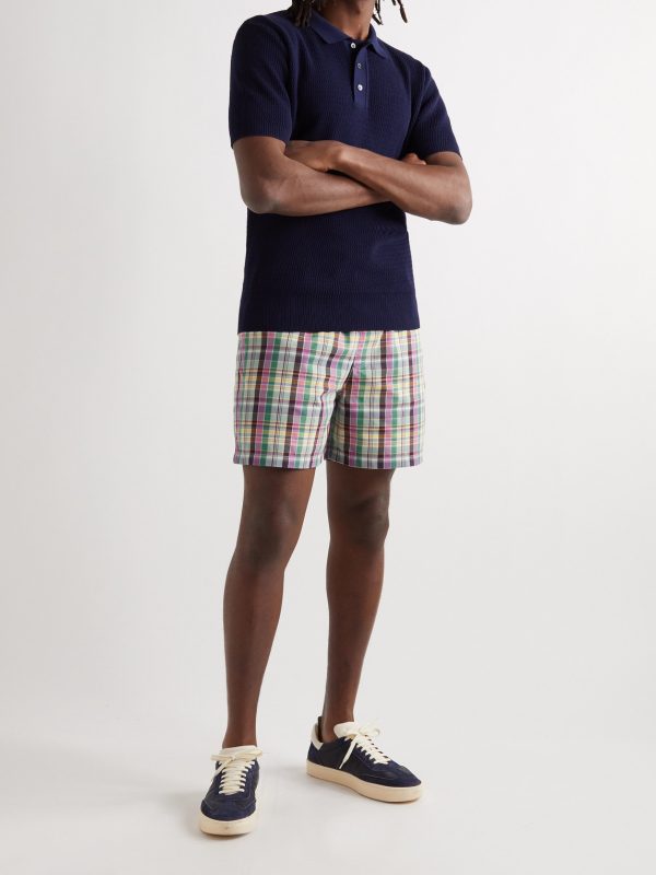 + Noah Straight-Leg Checked Cotton-Twill Drawstring Shorts - OU