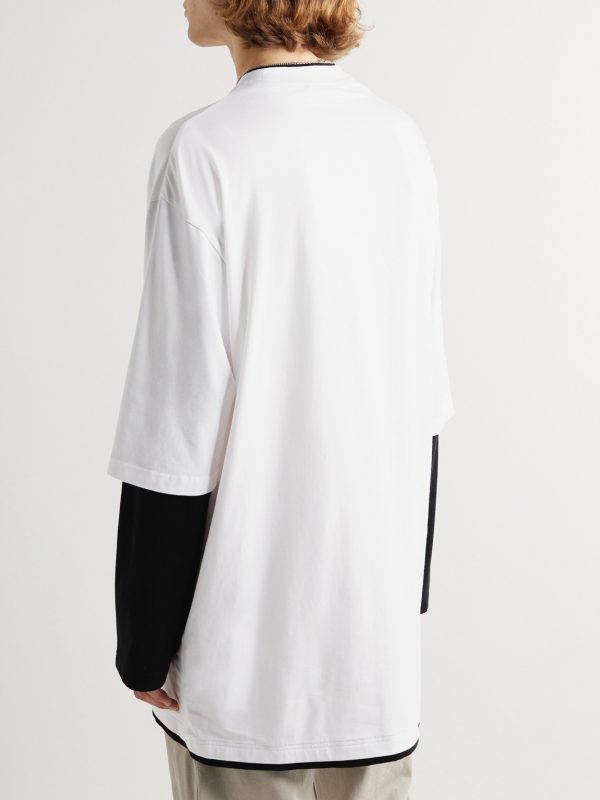 Oversized Logo-Appliquéd Printed Stretch-Cotton T-Shirt - BK