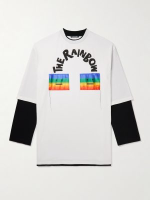 Oversized Logo-Appliquéd Printed Stretch-Cotton T-Shirt Oversized Logo-Appliquéd Printed Stretch-Cotton T-Shirt