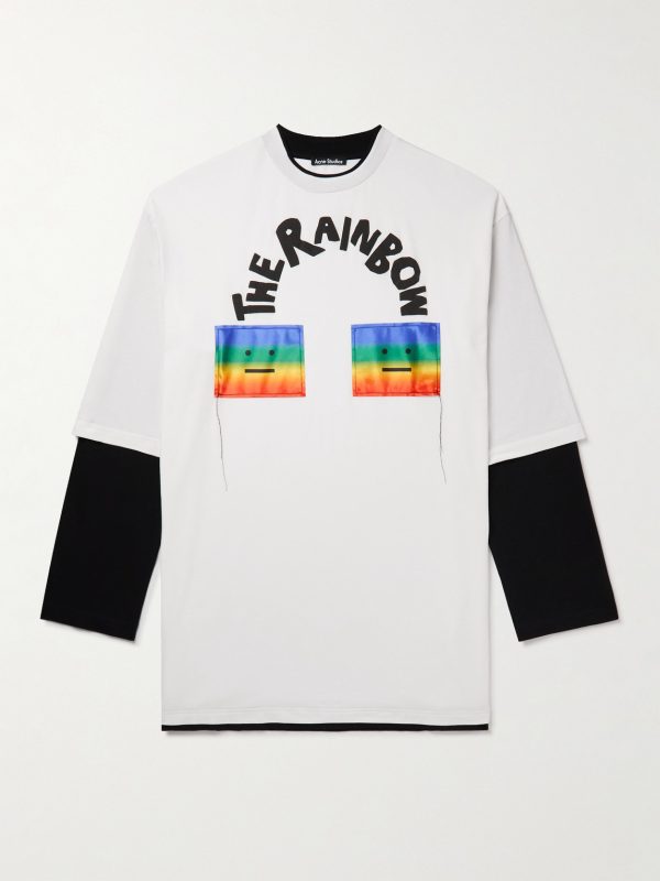 Oversized Logo-Appliquéd Printed Stretch-Cotton T-Shirt