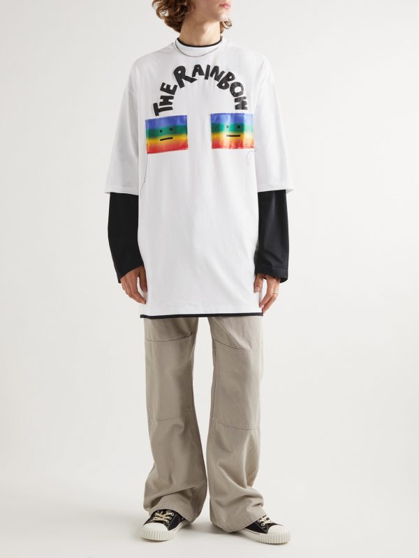 Oversized Logo-Appliquéd Printed Stretch-Cotton T-Shirt - OU