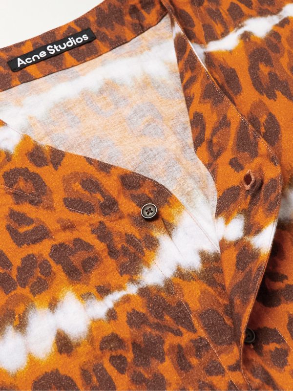 Sandit Leopard-Print Herringbone Organic Cotton-Blend Shirt - CU Sandit Leopard-Print Herringbone Organic Cotton-Blend Shirt - CU
