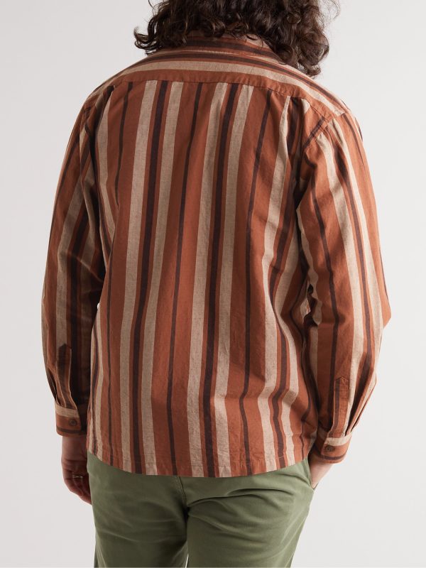 Vincent Camping Camp-Collar Organic Cotton and Linen-Blend Shirt - BK