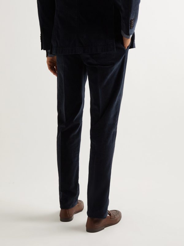 Straight-Leg Cotton-Velvet Suit Trousers - BK Straight-Leg Cotton-Velvet Suit Trousers - BK