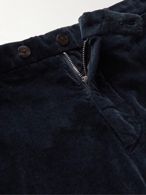 Straight-Leg Cotton-Velvet Suit Trousers - E1 Straight-Leg Cotton-Velvet Suit Trousers - E1