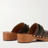 Horsebit Webbing-Trimmed Leather Clogs - BK Horsebit Webbing-Trimmed Leather Clogs - BK