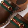 Horsebit Webbing-Trimmed Leather Clogs - CU Horsebit Webbing-Trimmed Leather Clogs - CU