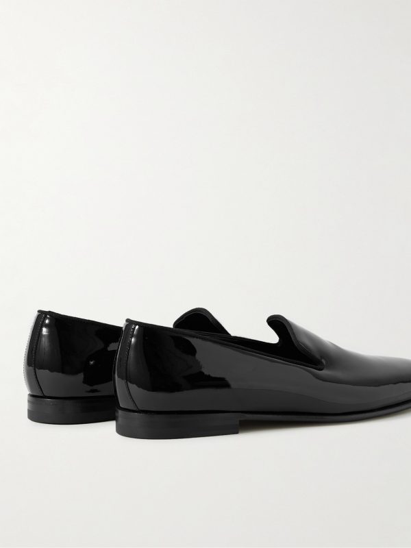 Mario Grosgrain-Trimmed Patent-Leather Loafers - BK Mario Grosgrain-Trimmed Patent-Leather Loafers - BK