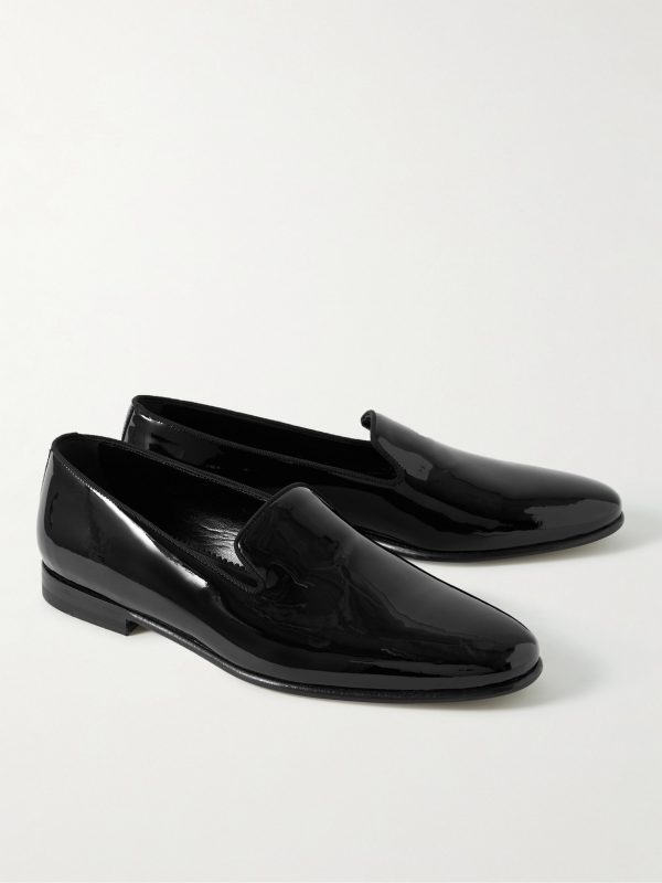 Mario Grosgrain-Trimmed Patent-Leather Loafers - FR Mario Grosgrain-Trimmed Patent-Leather Loafers - FR