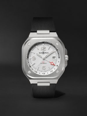 BR 05 Automatic GMT 41mm Stainless Steel and Rubber Watch, Ref. No. BR05G-SI-ST/SRB BU23NOV