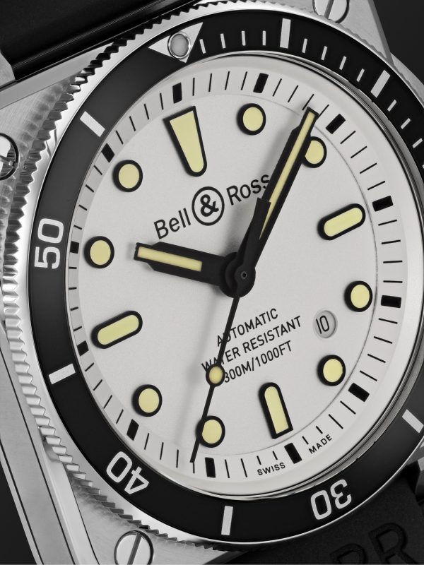 BR 03-92 Diver Automatic 42mm Stainless Steel and Rubber Watch, Ref. No. BR0392-D-WH-ST/SRB - CU BR 03-92 Diver Automatic 42mm Stainless Steel and Rubber Watch, Ref. No. BR0392-D-WH-ST/SRB - CU