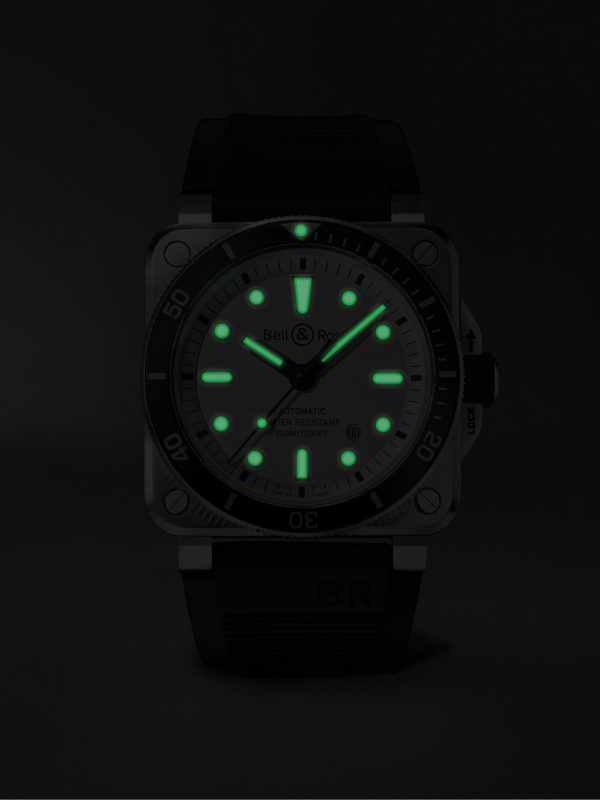 BR 03-92 Diver Automatic 42mm Stainless Steel and Rubber Watch, Ref. No. BR0392-D-WH-ST/SRB - E5 BR 03-92 Diver Automatic 42mm Stainless Steel and Rubber Watch, Ref. No. BR0392-D-WH-ST/SRB - E5