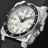 BR 03-92 Diver Automatic 42mm Stainless Steel and Rubber Watch, Ref. No. BR0392-D-WH-ST/SRB - FR BR 03-92 Diver Automatic 42mm Stainless Steel and Rubber Watch, Ref. No. BR0392-D-WH-ST/SRB - FR
