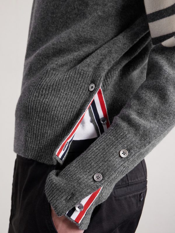 Slim-Fit Striped Grosgrain-Trimmed Cashmere Sweater - CU Slim-Fit Striped Grosgrain-Trimmed Cashmere Sweater - CU
