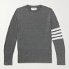 Slim-Fit Striped Grosgrain-Trimmed Cashmere Sweater Slim-Fit Striped Grosgrain-Trimmed Cashmere Sweater