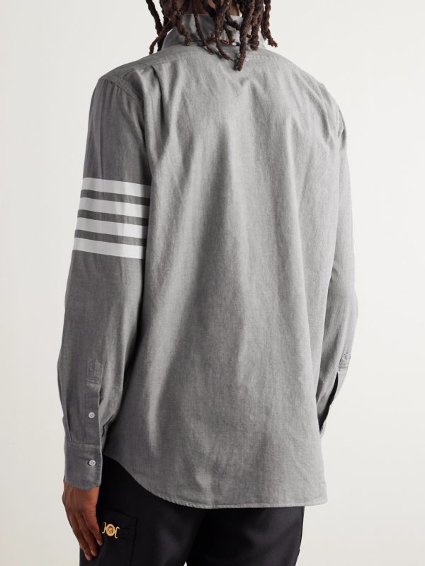 Button-Down Collar Striped Cotton-Chambray Shirt - BK