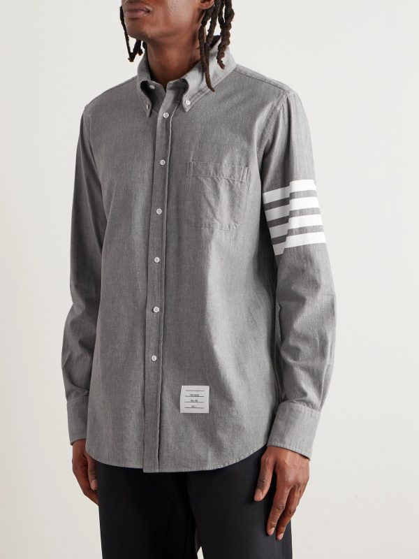Button-Down Collar Striped Cotton-Chambray Shirt - FR