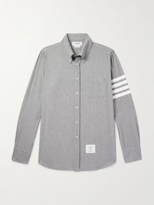 Button-Down Collar Striped Cotton-Chambray Shirt Button-Down Collar Striped Cotton-Chambray Shirt